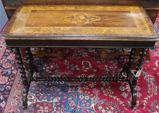 A Victorian rosewood and marquetry centre table, W.92cm